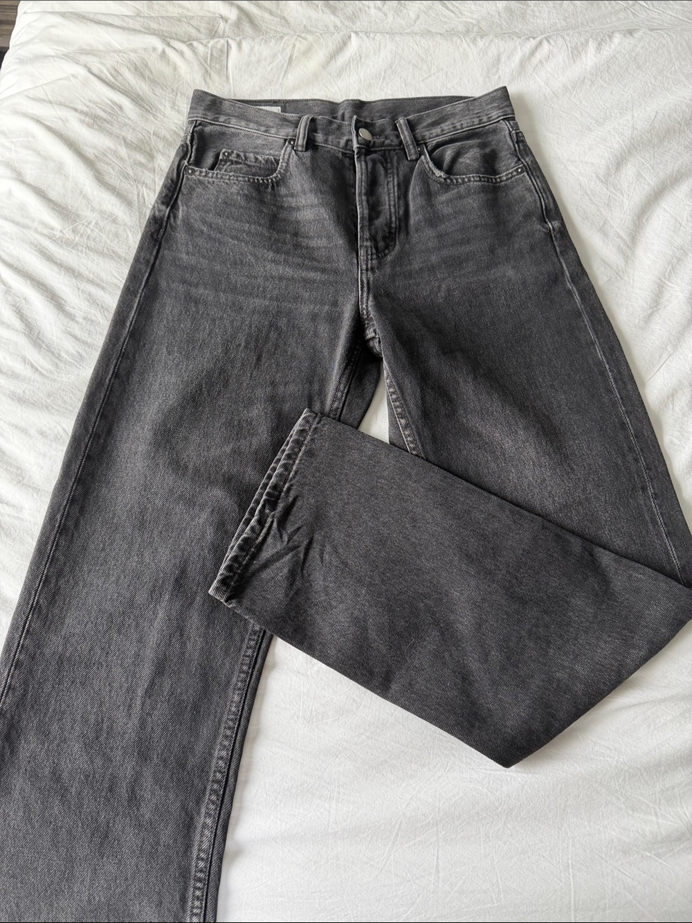ZARA Men's Black Washed Straight-Leg Jeans